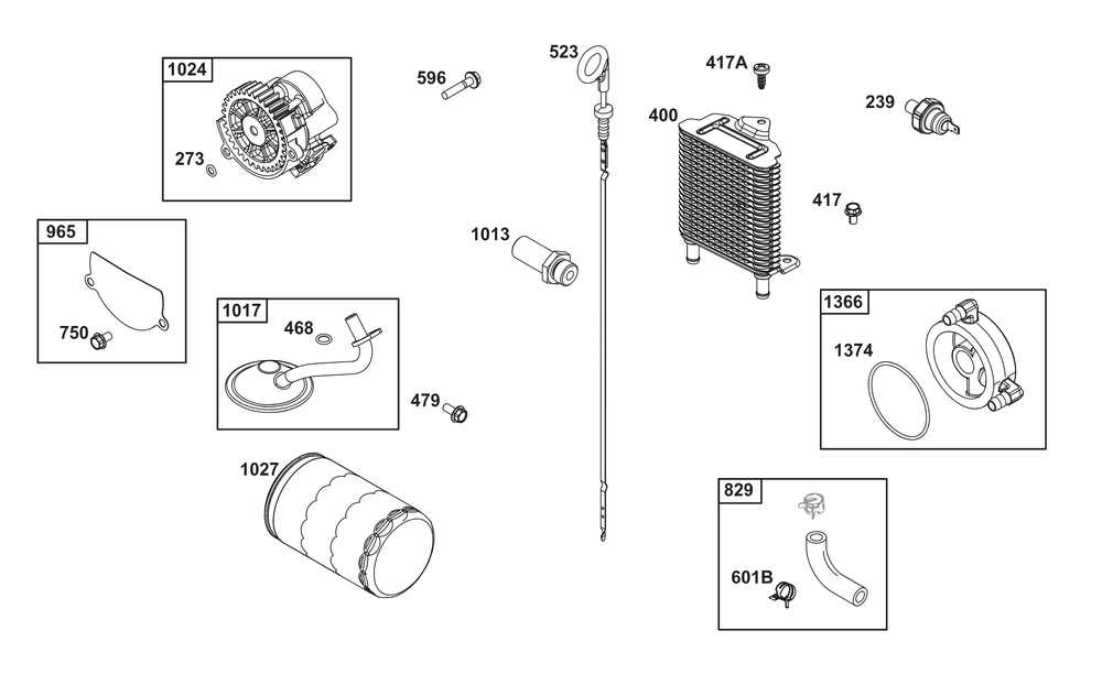 Lubrication Group Diagram and Parts List for 543477-3310-J1 400000 - 699999 Briggs and Stratton Engine